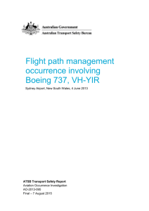 Flight path management occurrence involving Boeing 737, VH