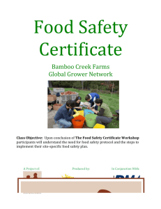 The Food Safety Certificate Workshop