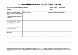 Peer Evaluation Observation Record: Online Teaching