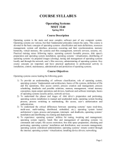 Operating systems course leading the following goals