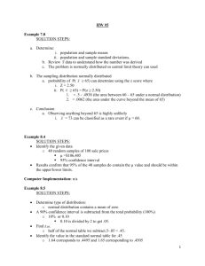 HW #5 Example 7.8 SOLUTION STEPS: Determine: population and