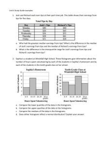 Unit 4 Study Guide examples Josh and Richard each earn tips at