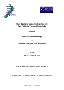 WIESNZ13 Methodology and Casemix Purchase