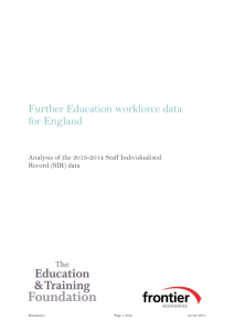 Analysis of the 2013/14 staff individualised record (SIR) data