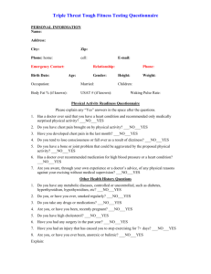 Fitness Testing Questionnaire