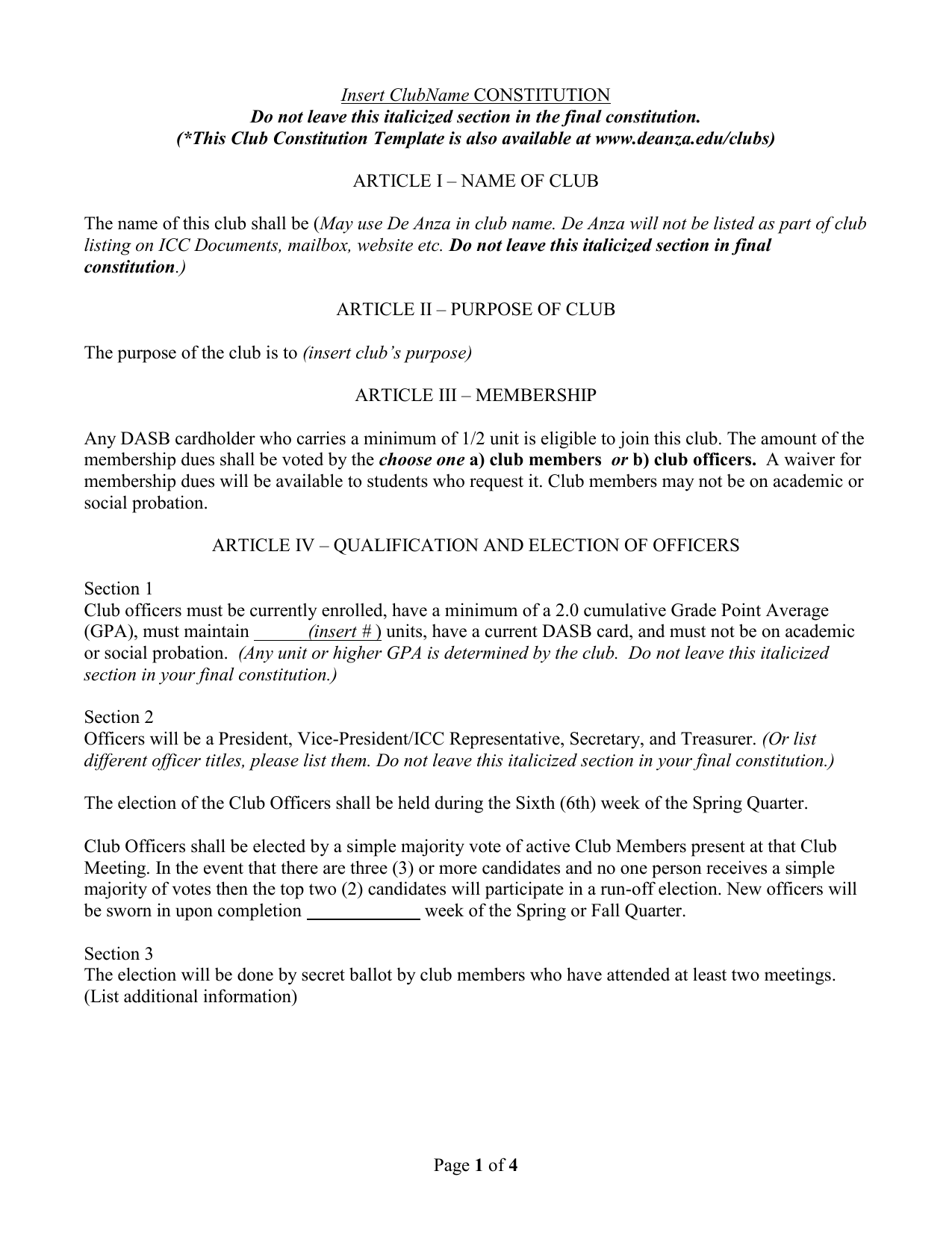 Constitution Template Carinewbi