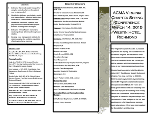 ACMA Virginia Chapter Spring Conference March 14, 2015 Westin