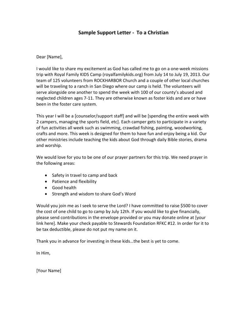 Mission Trip Donation Letter Template PDF Template