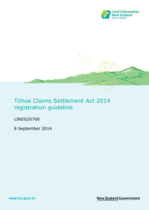 Tūhoe Claims Settlement Act 2014 registration guideline
