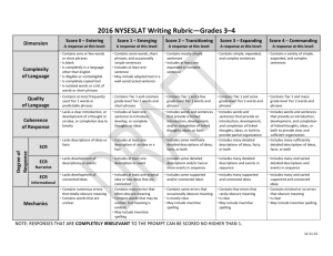 NYSESLAT Writing Rubric - Grades 3-4