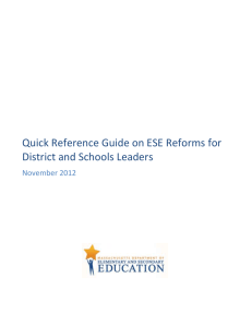 Quick Reference Guide on ESE Reforms for District and School