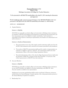 Proposed Revisions to the Bylaws of the Michigan Association of