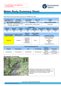 Water Body Summary Sheet - Catchment Change Network