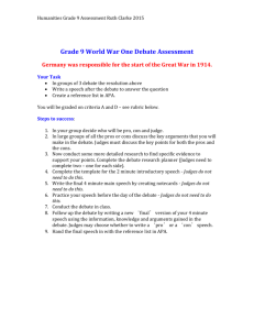 Grade 9 World War One Debate Assessment Germany was