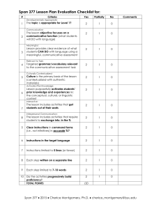 Span 377 Lesson Plan Evaluation Checklist