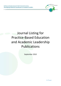 Journal Listing for - Academic Leadership