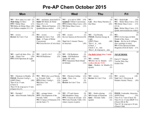 Pre-AP Chem October 2015 Mon Tue Wed Thu Fri