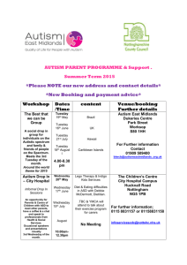 AUTISM PARENT PROGRAMME Summer Term 2015