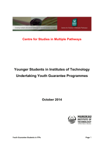 Younger students in institutes of technology undertaking Youth