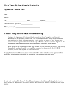 Gloria Young Hovious Memorial Scholarship