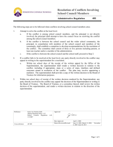 Resolution of Conflicts Involving School Council Members Regulation