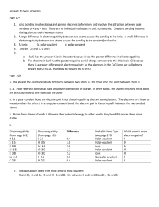 Answers to book problems Page 177 Ionic bonding involves losing