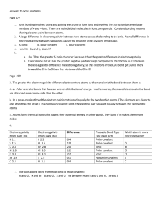 Chemistry Book Problem Solutions: Bonding & Electronegativity