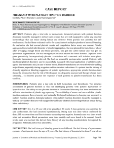 “Pregnancy with Platelet Function Disorder”.