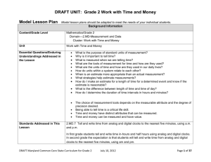 DRAFT UNIT: Grade 2 Work with Time and Money Model Lesson Plan