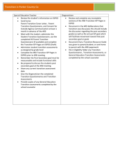 Transition Checklist for Special Education - Parker County Co-op