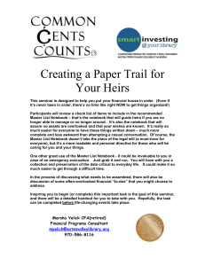 Creating a Paper Trail for Your Heirs (Handout)