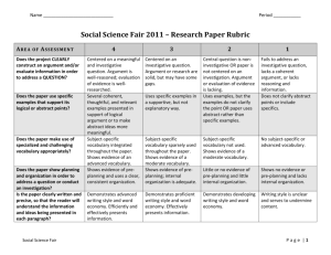 Social Science Fair 2011 – Research Paper Rubric