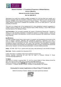 Research Assistant – A Translational Programme in Multiple