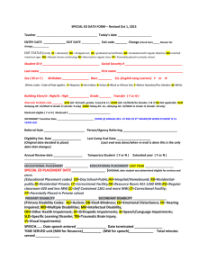 Special Ed Data Form - Gosnell Public Schools