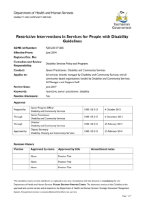 Restrictive Interventions in Services for People with Disability