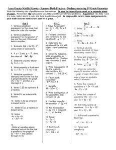 Work the following sets of problems over the summer