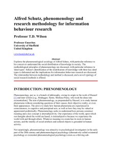 Alfred Schutz, phenomenology and research methodology for