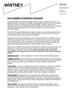 2016 summer internship program - Whitney Museum of American Art