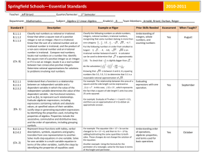 Essen. Standards for 8th Grade (Sem. 1)