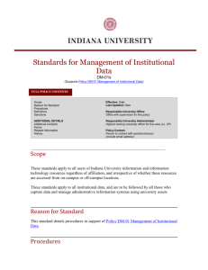Standards for Management of Institutional Data