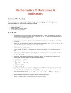 Mathematics 9 Outcomes & Indicators