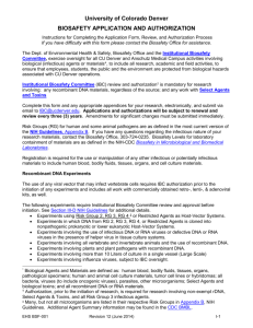 Biosafety Authorization Form - University of Colorado Denver