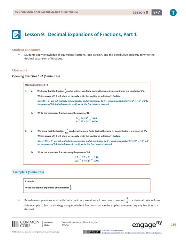 Grade 8 Mathematics Module 7 Topic B Lesson 9