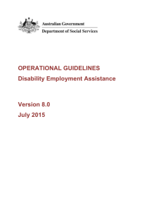 Operational Guidelines - Disability Employment Assistance