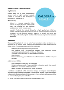 Position: Scientist – Molecular biology Key Elements Caldera Health