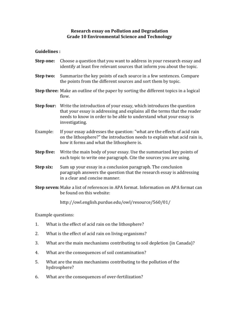 essay on guidelines