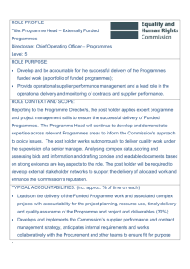 ROLE PROFILE Title: Programme Head – Externally Funded