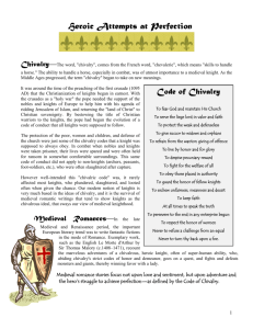 Chivalry and Medieval Adventure Study Guide