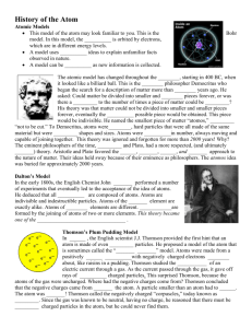 History of the Atom Atomic Models