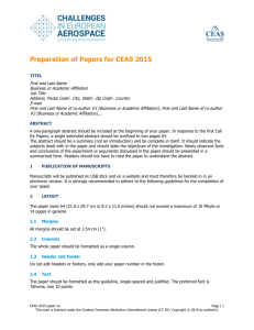 Preparation of Papers for CEAS 2015